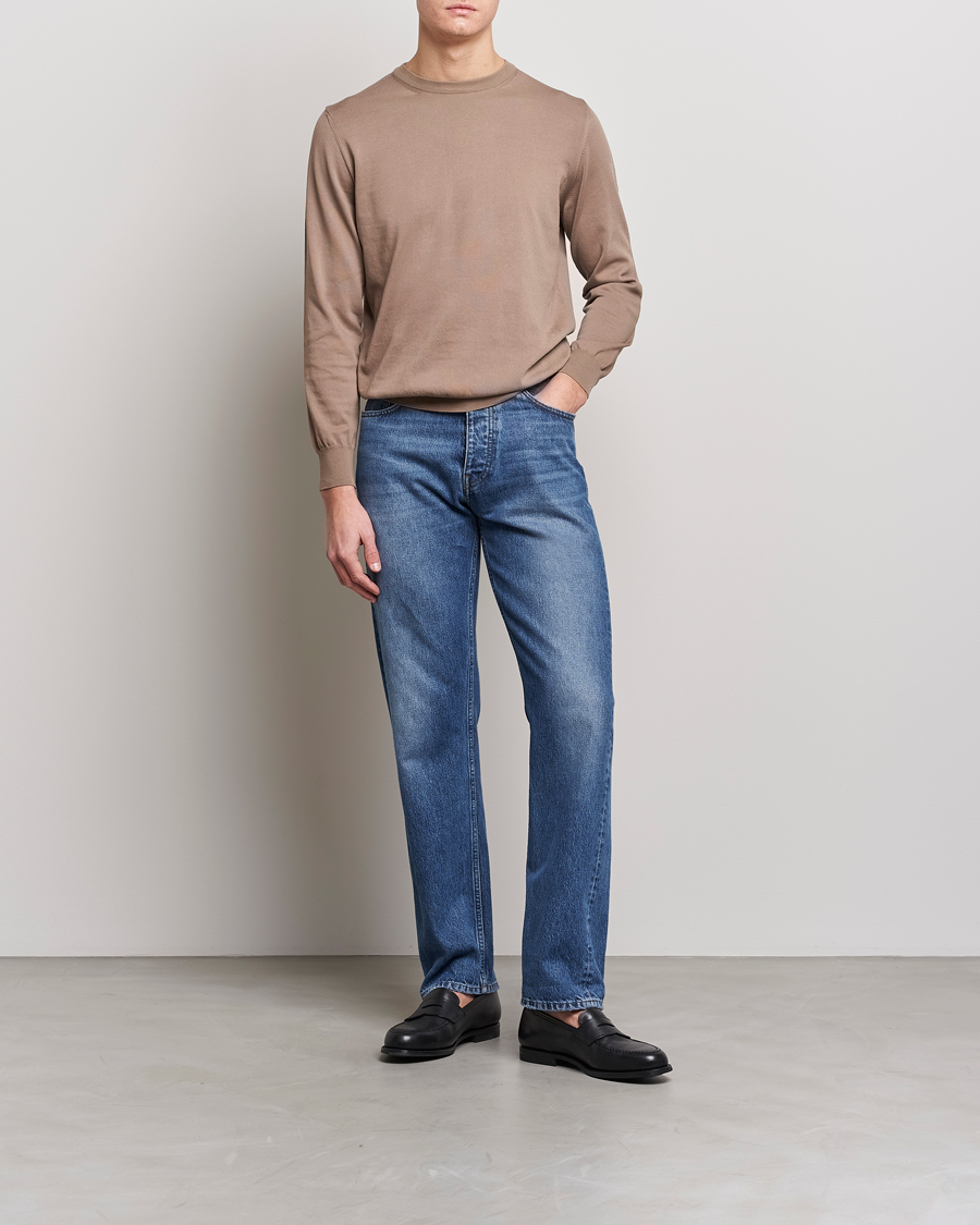Men | Sweaters & Knitwear | Canali | Cotton Crew Neck Pullover Brown