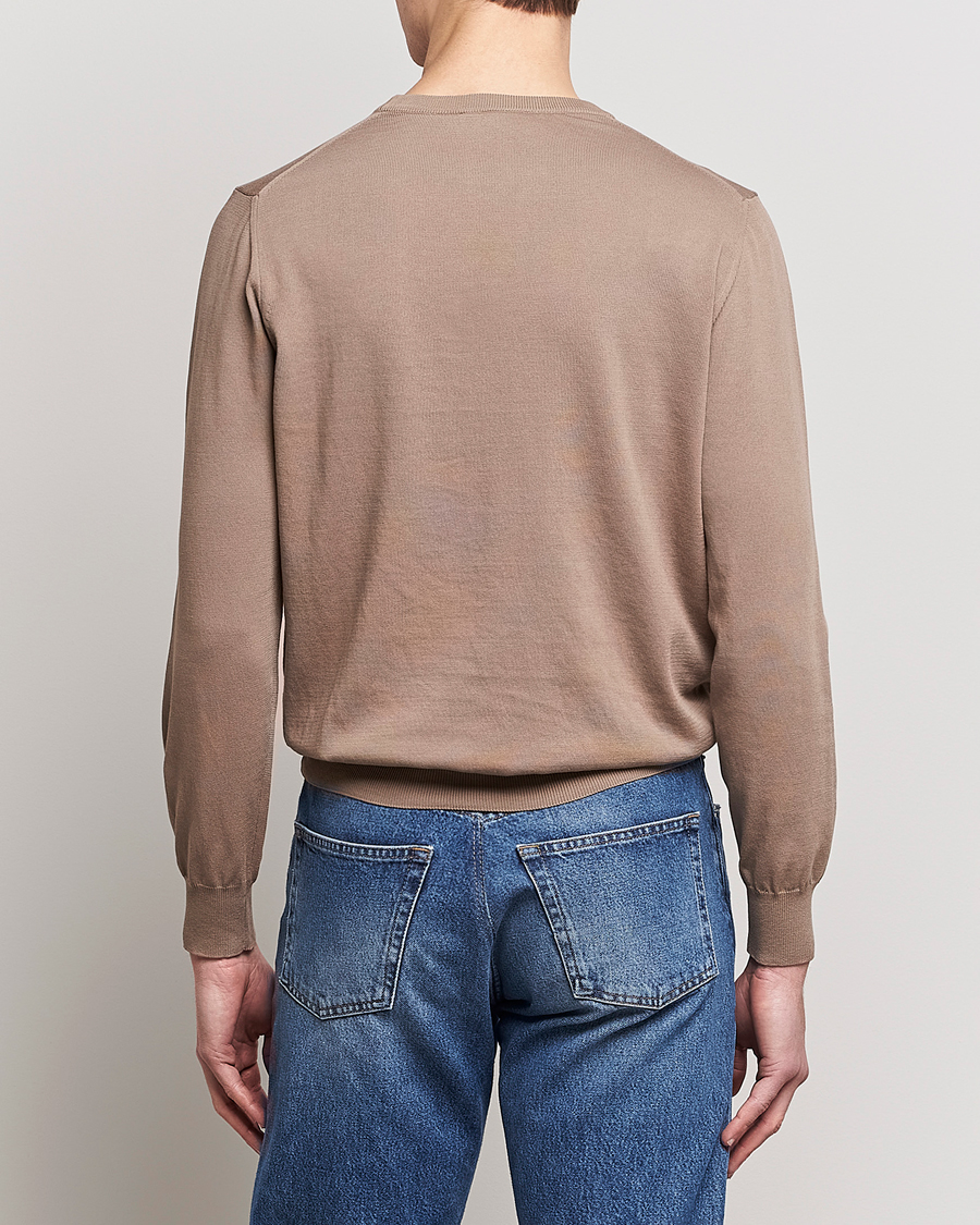 Men | Sweaters & Knitwear | Canali | Cotton Crew Neck Pullover Brown