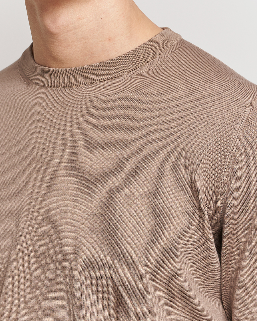 Men | Sweaters & Knitwear | Canali | Cotton Crew Neck Pullover Brown