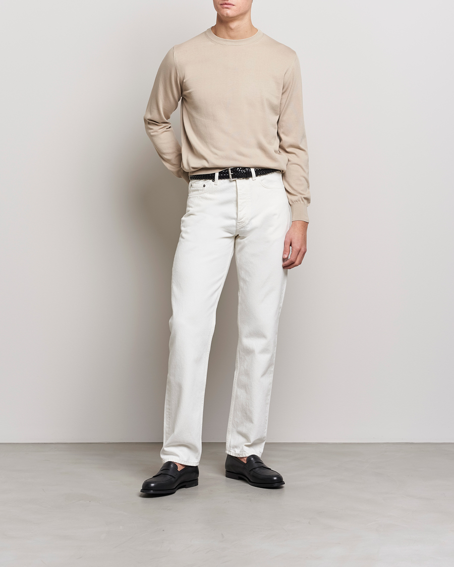 Men | Sweaters & Knitwear | Canali | Cotton Crew Neck Pullover Beige