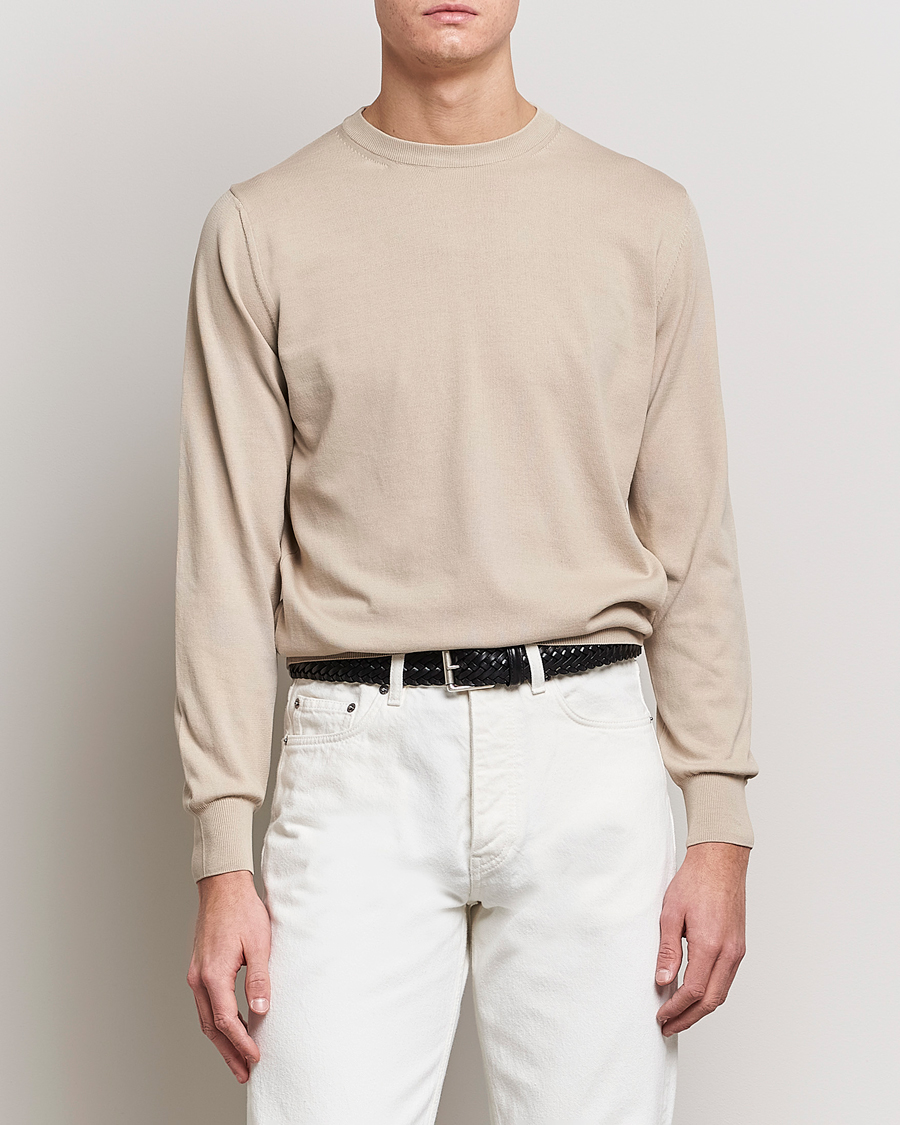 Men |  | Canali | Cotton Crew Neck Pullover Beige
