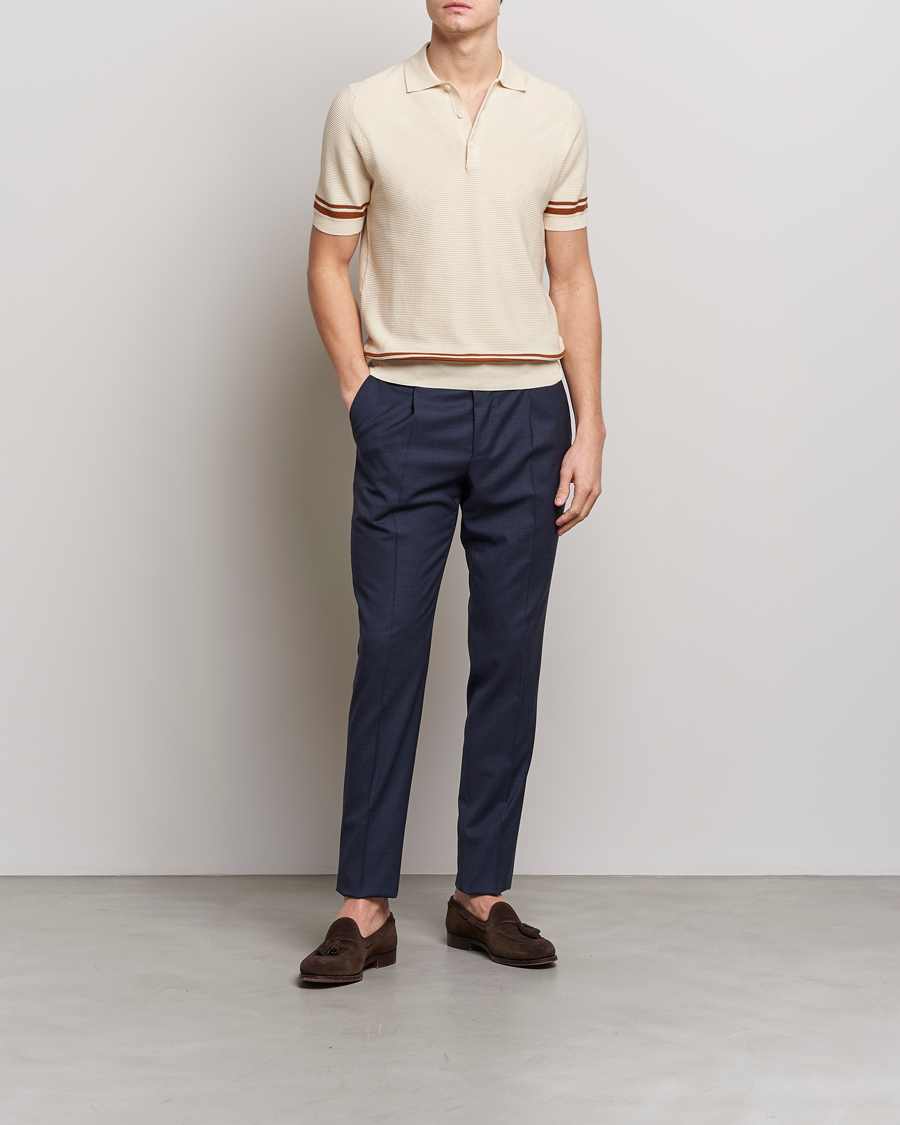 Men | Sweaters & Knitwear | Canali | Short Sleeve Knitted Polo Beige