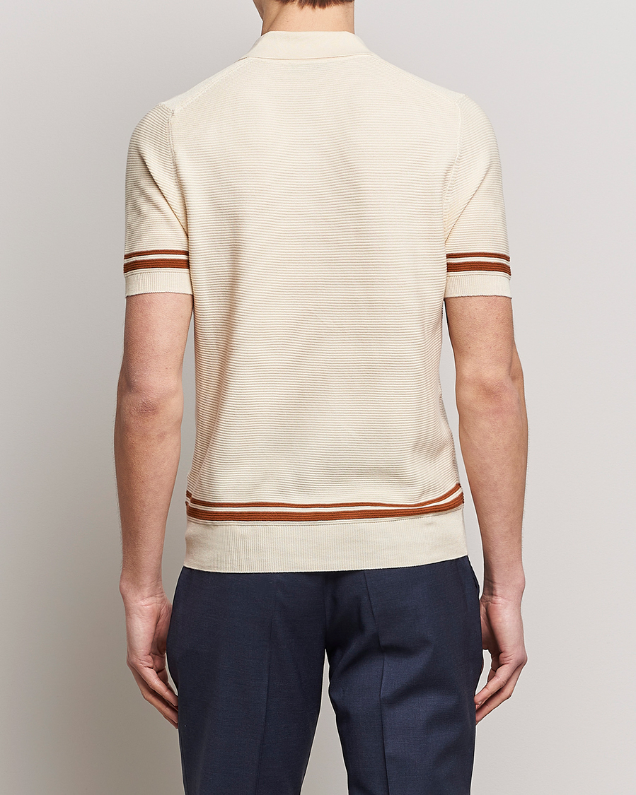 Men | Sweaters & Knitwear | Canali | Short Sleeve Knitted Polo Beige