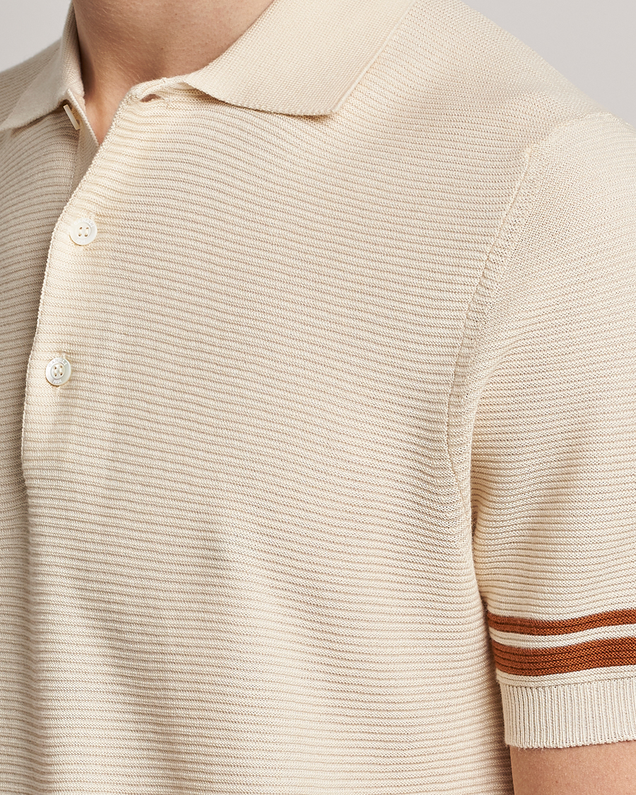 Men | Sweaters & Knitwear | Canali | Short Sleeve Knitted Polo Beige