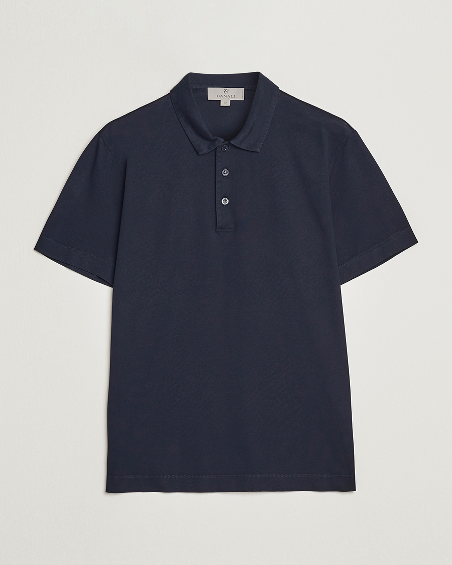 Men | Short Sleeve Polo Shirts | Canali | Short Sleeve Polo Pique Navy