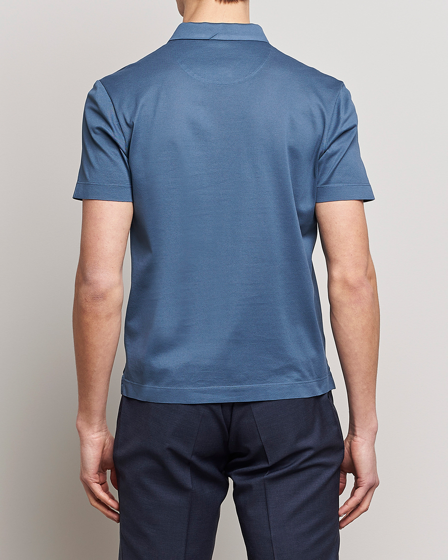 Men | Polo Shirts | Canali | Short Sleeve Polo Pique Steel Blue