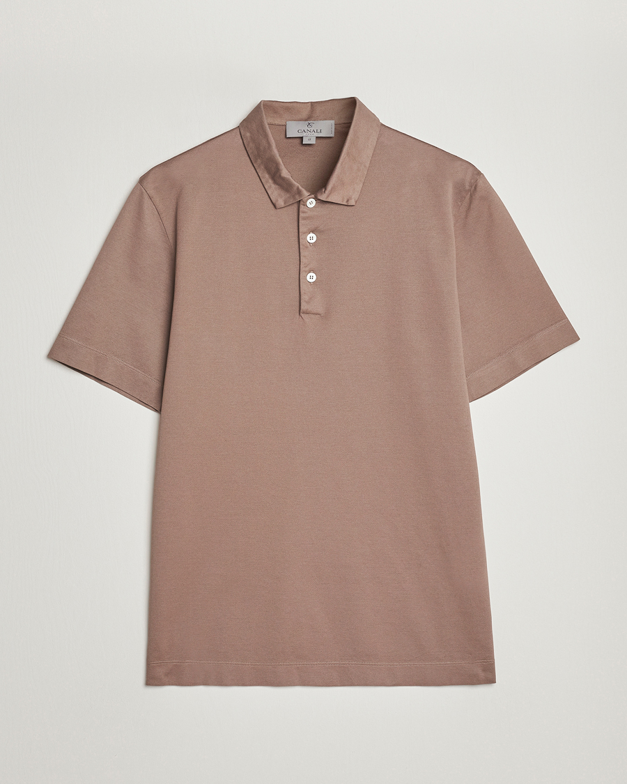 Men | Polo Shirts | Canali | Short Sleeve Polo Pique Taupe