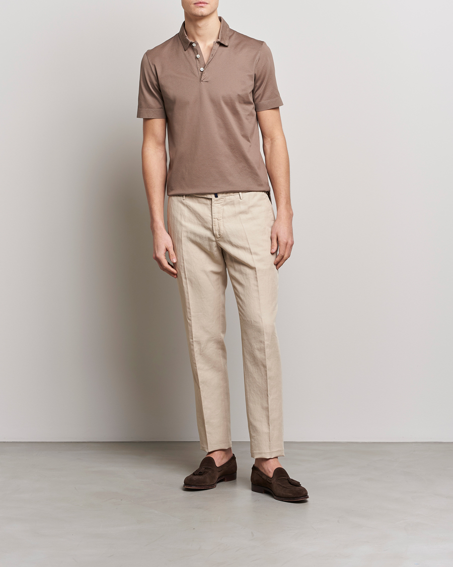 Men | Polo Shirts | Canali | Short Sleeve Polo Pique Taupe
