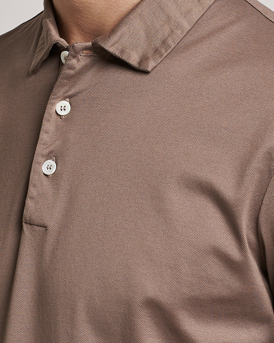 Men | Polo Shirts | Canali | Short Sleeve Polo Pique Taupe