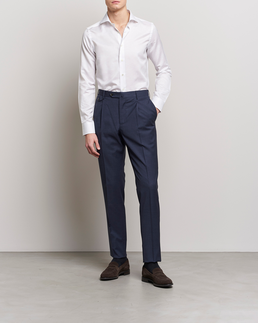 Men | Shirts | Canali | Slim Fit Linen Shirt White