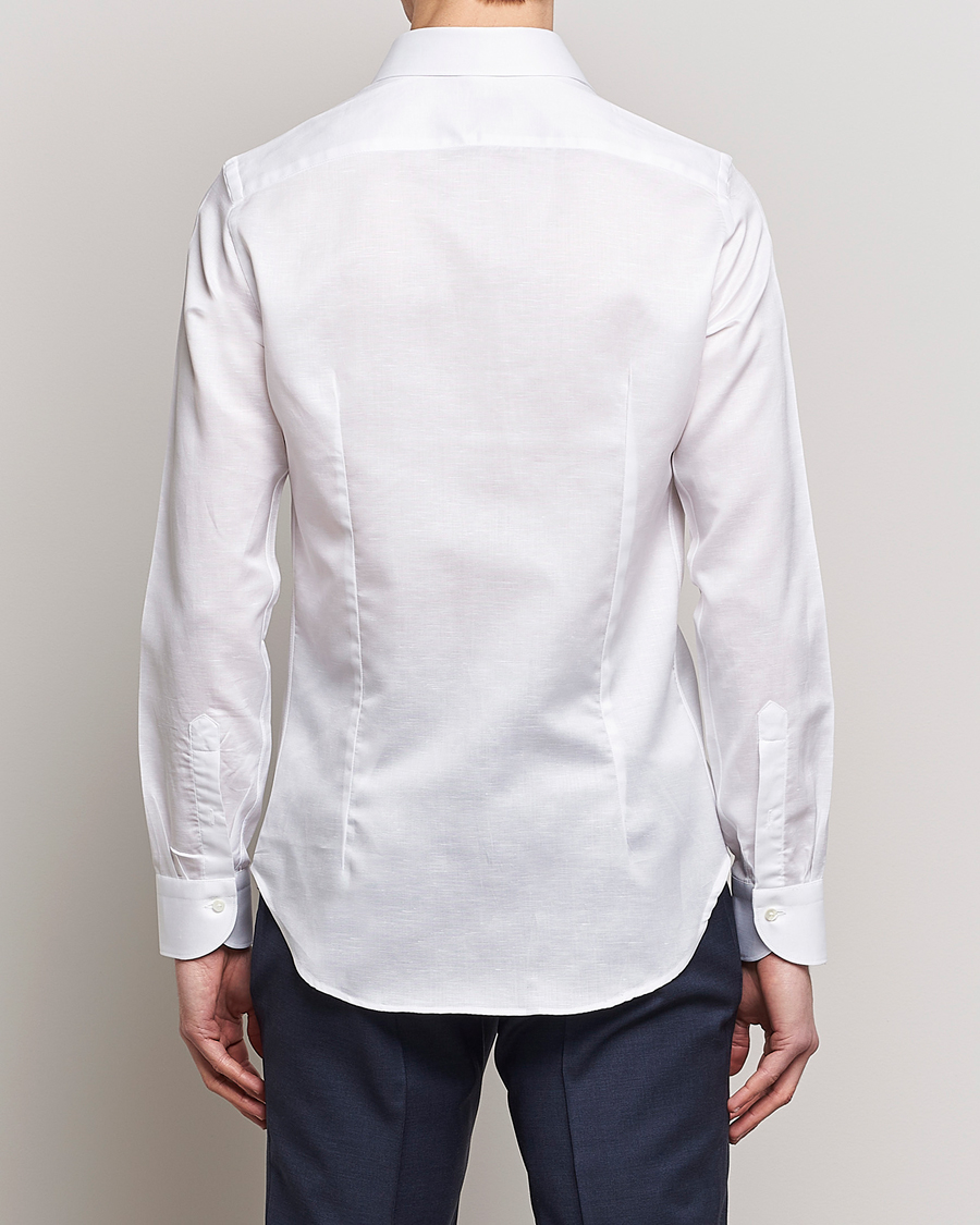 Men | Shirts | Canali | Slim Fit Linen Shirt White