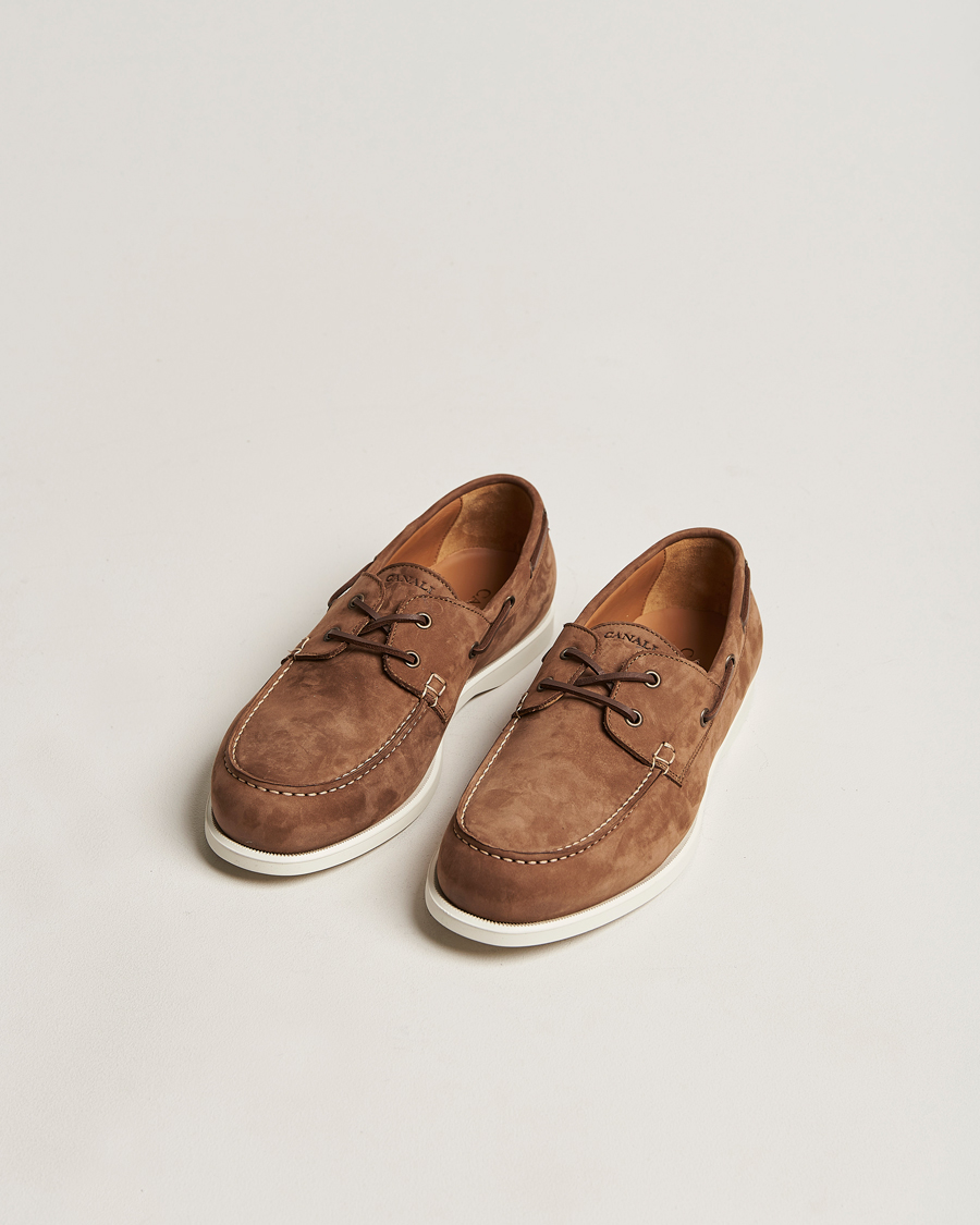 Men | Canali | Canali | Boat Shoes Dark Brown Nubuck