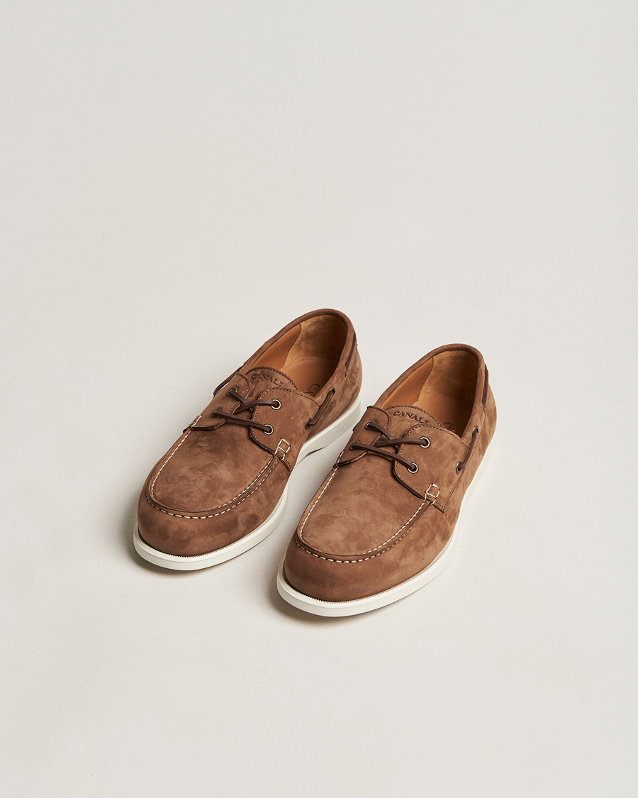 Men | Canali Boat Shoes Dark Brown Nubuck | Canali | Boat Shoes Dark Brown Nubuck