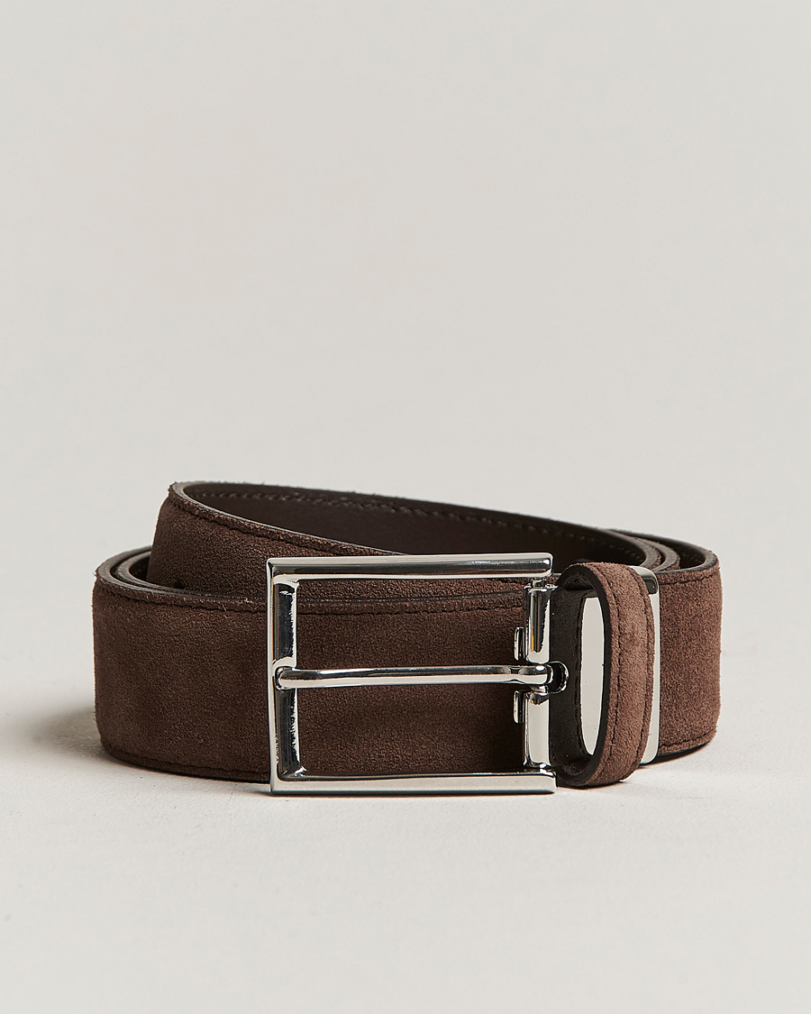 Men | Canali Classic Belt Dark Brown Suede | Canali | Classic Belt Dark Brown Suede