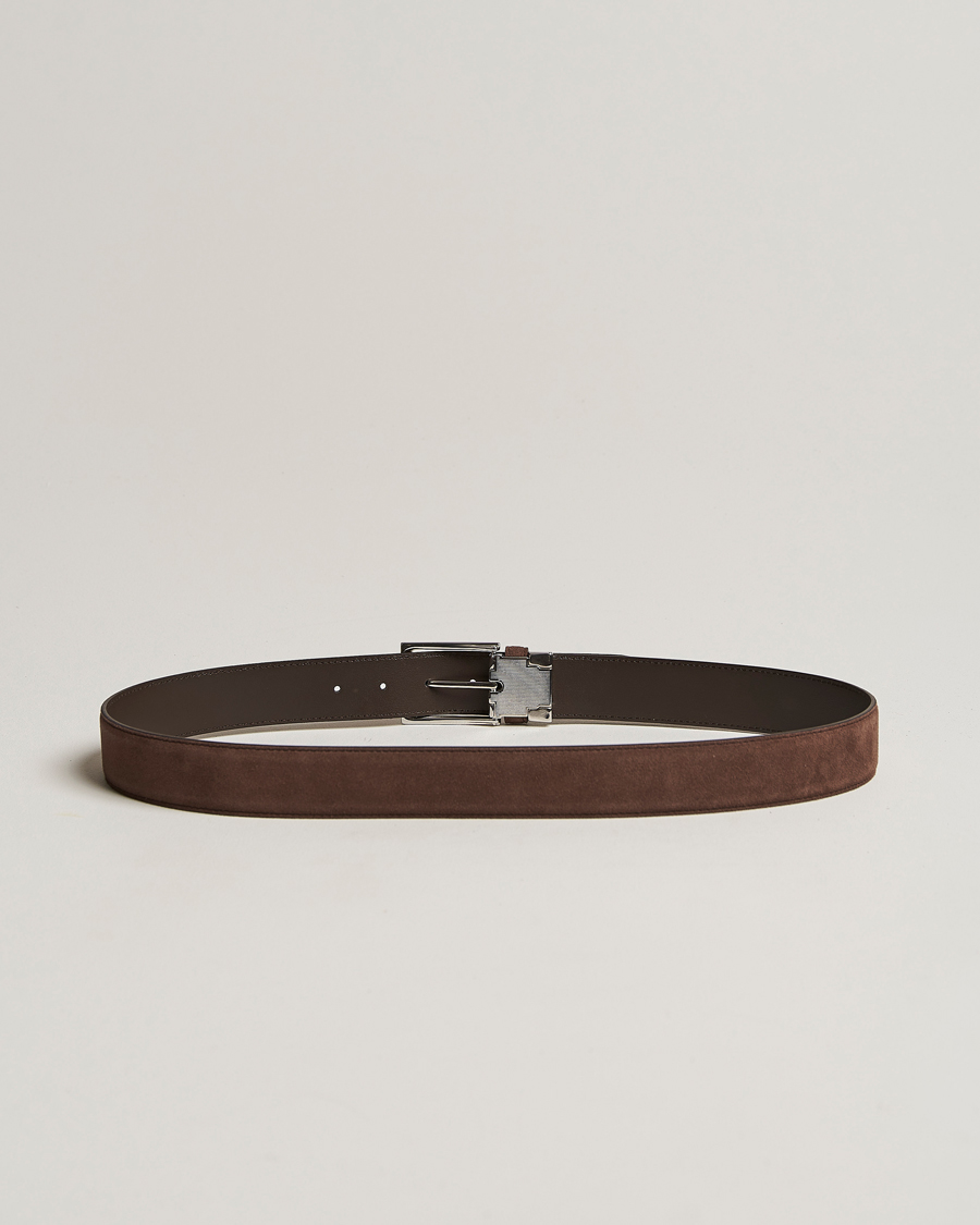 Men | Belts | Canali | Classic Belt Dark Brown Suede