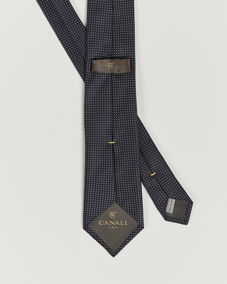 Men | Canali Micro Jacquard Silk Tie Navy | Canali | Micro Jacquard Silk Tie Navy
