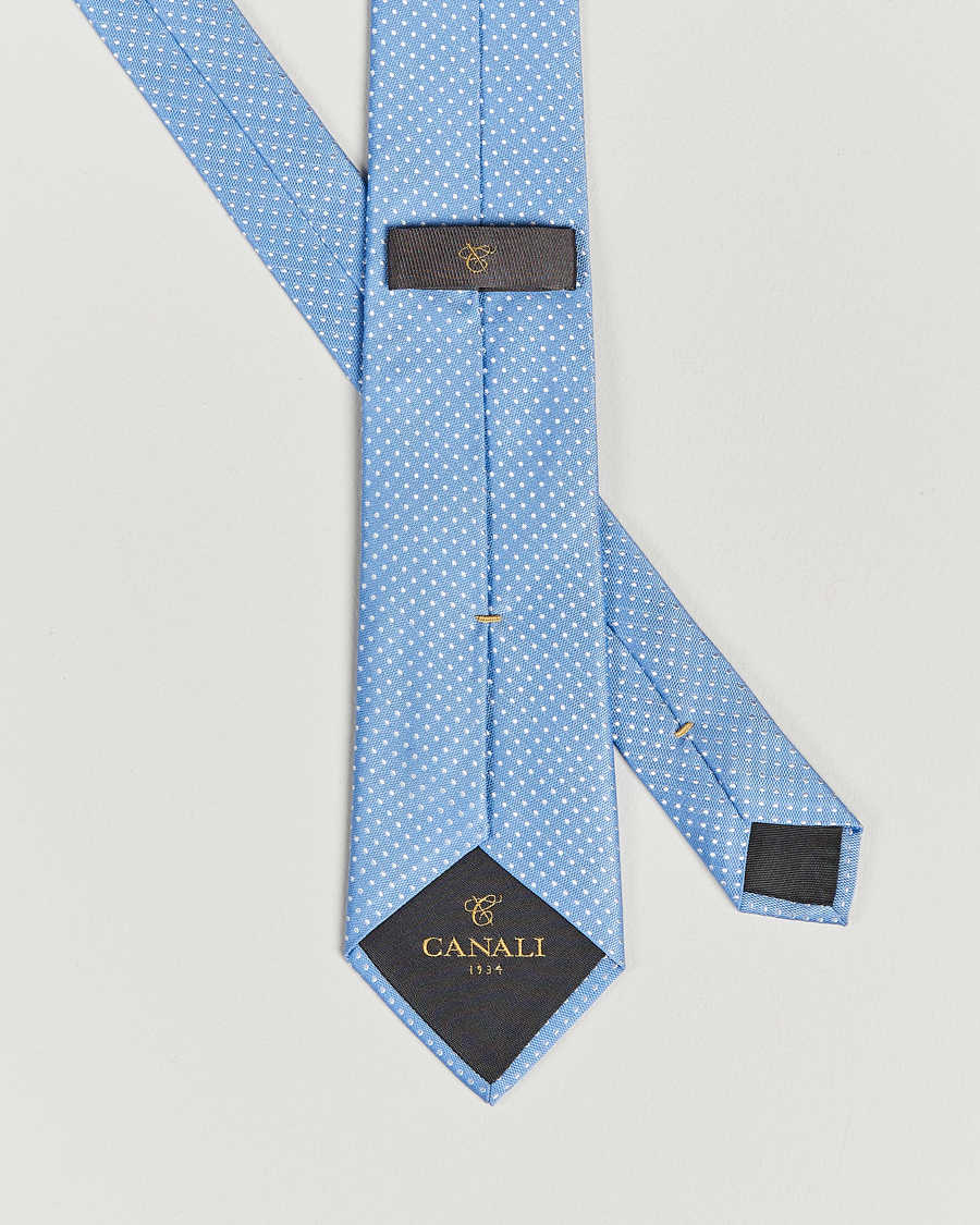 Men | Canali Micro Dot Silk Tie Light Blue | Canali | Micro Dot Silk Tie Light Blue