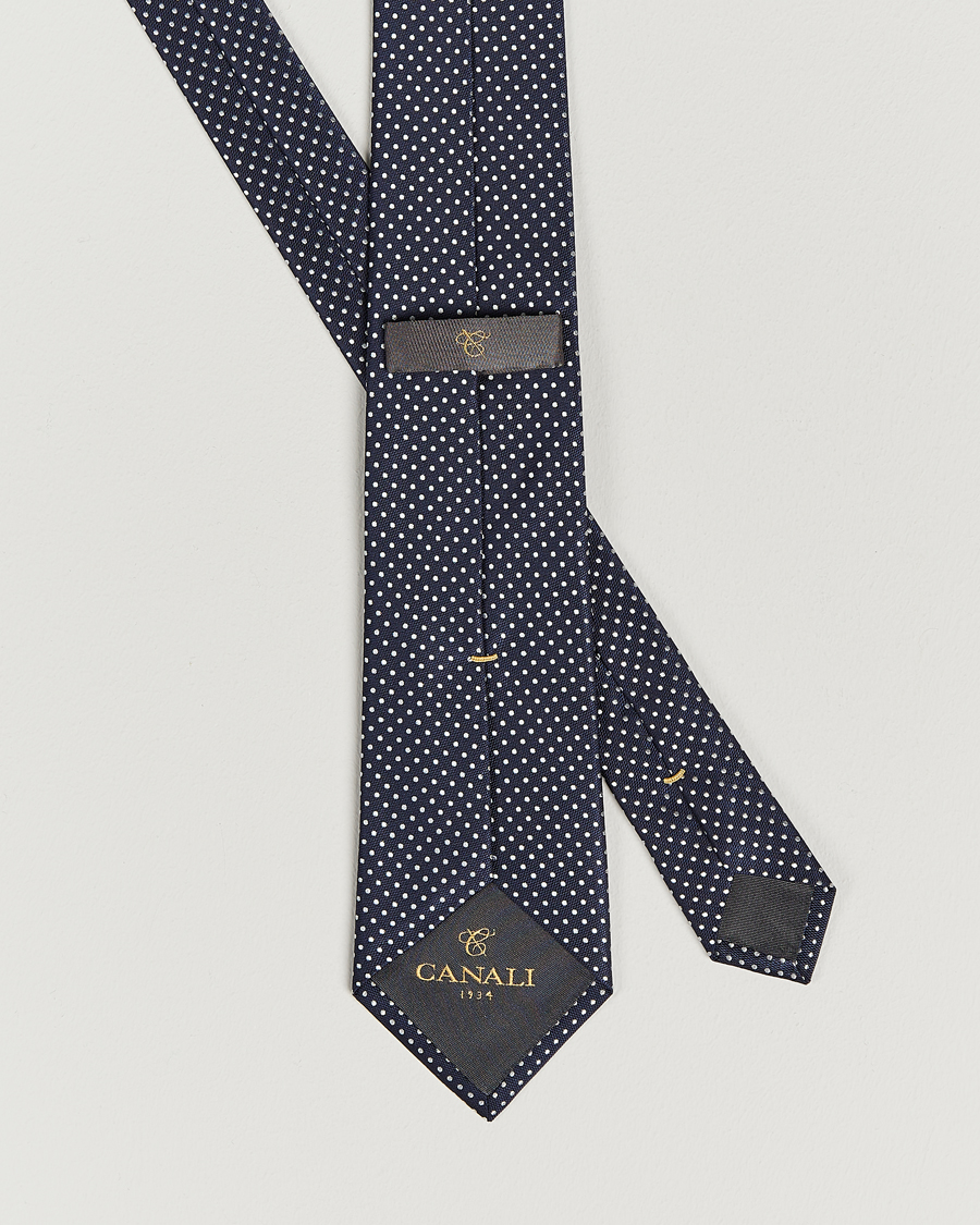 Men | Canali Micro Dot Silk Tie Navy | Canali | Micro Dot Silk Tie Navy