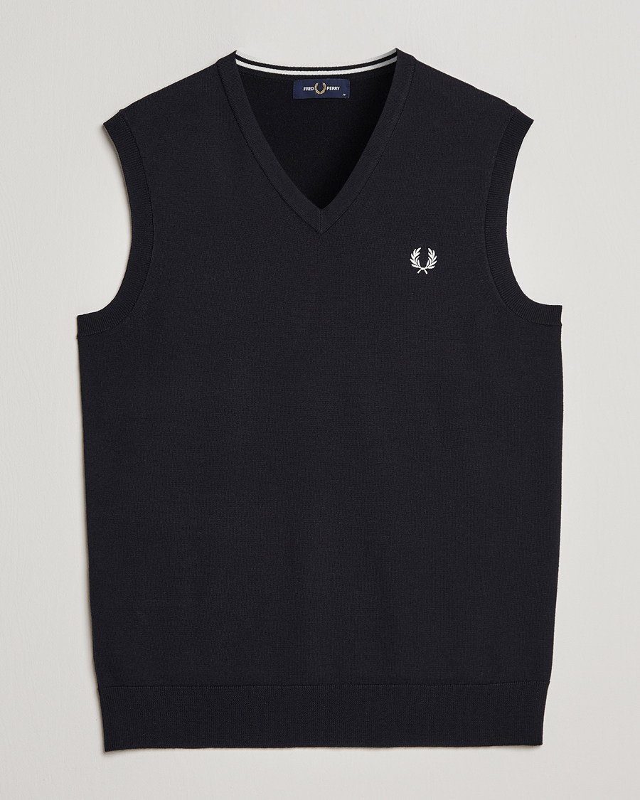 Men | Sweaters & Knitwear | Fred Perry | Classic V-Neck Tank Black
