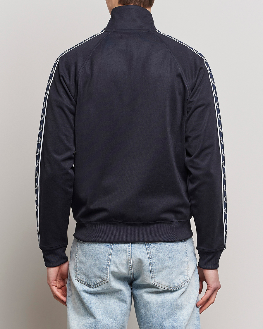 Men | Sweaters & Knitwear | Fred Perry | Taped Track Jacket Navy/White