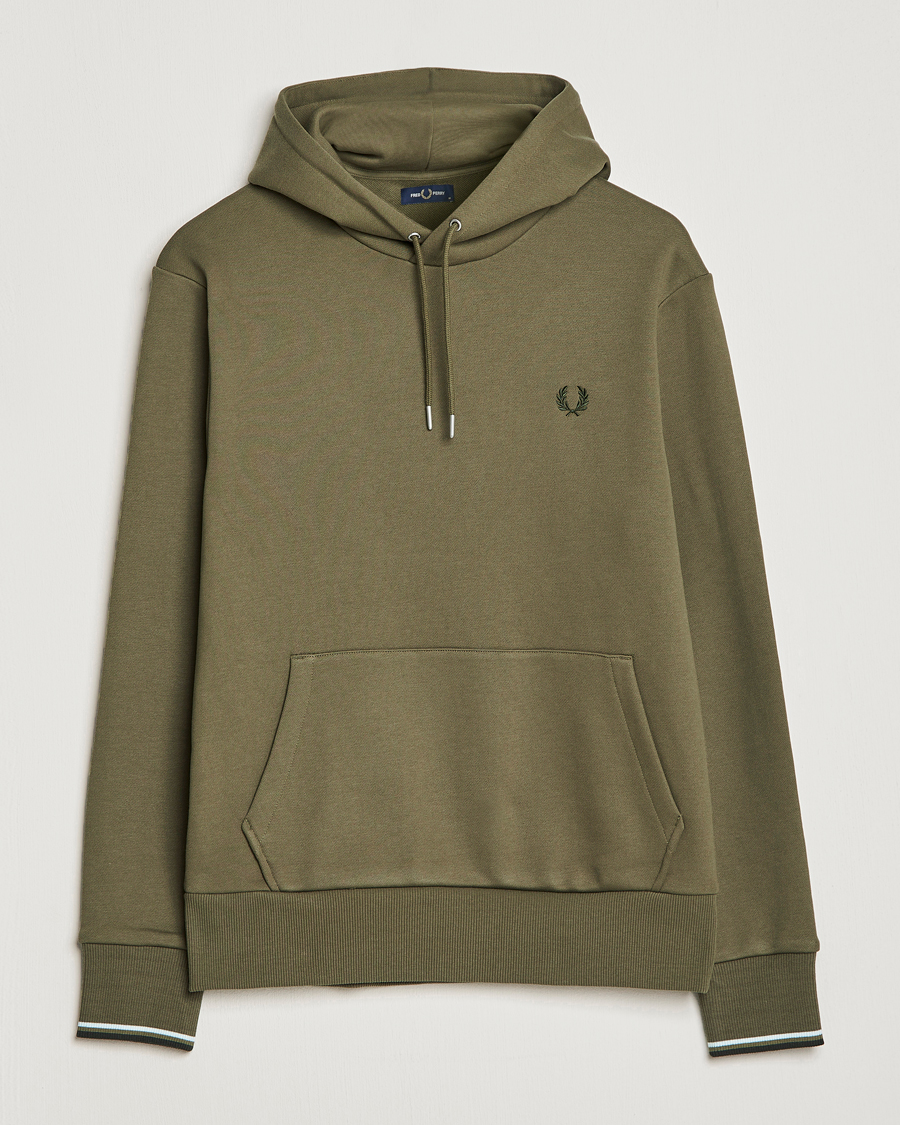Men | Sweaters & Knitwear | Fred Perry | Tipped Hooded Sweatshirt Unifrom Green