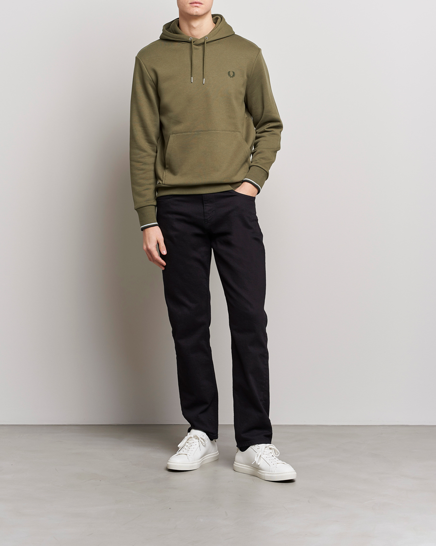 Men | Sweaters & Knitwear | Fred Perry | Tipped Hooded Sweatshirt Unifrom Green