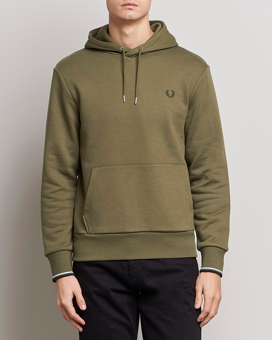 Men | Sweaters & Knitwear | Fred Perry | Tipped Hooded Sweatshirt Unifrom Green