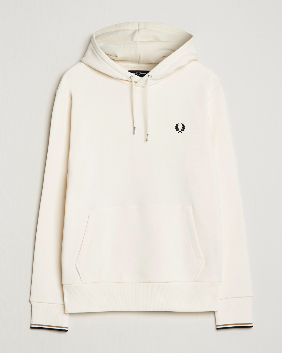 Men | Sweaters & Knitwear | Fred Perry | Tipped Hooded Sweatshirt Ecru