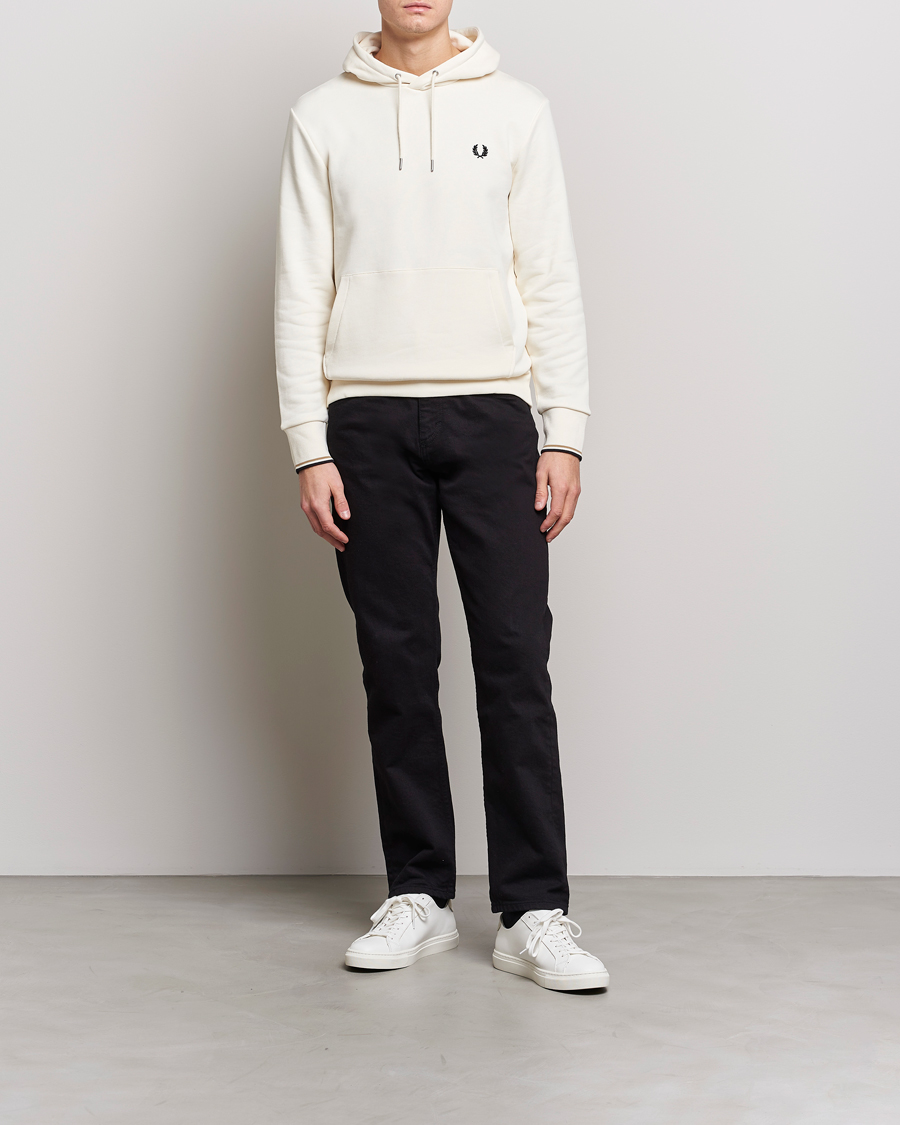 Men | Sweaters & Knitwear | Fred Perry | Tipped Hooded Sweatshirt Ecru