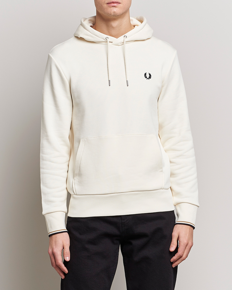 Men | Sweaters & Knitwear | Fred Perry | Tipped Hooded Sweatshirt Ecru