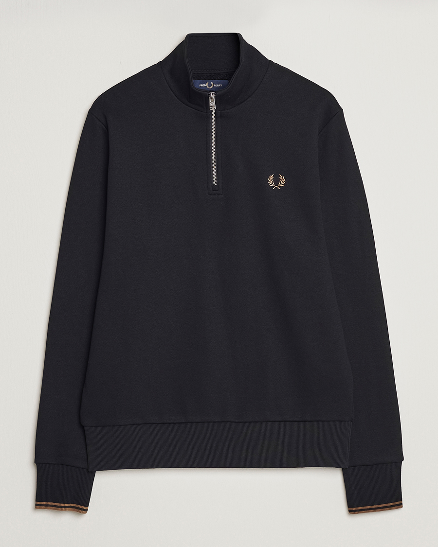 Men | Sweaters & Knitwear | Fred Perry | Half Zip Sweatshirt Black