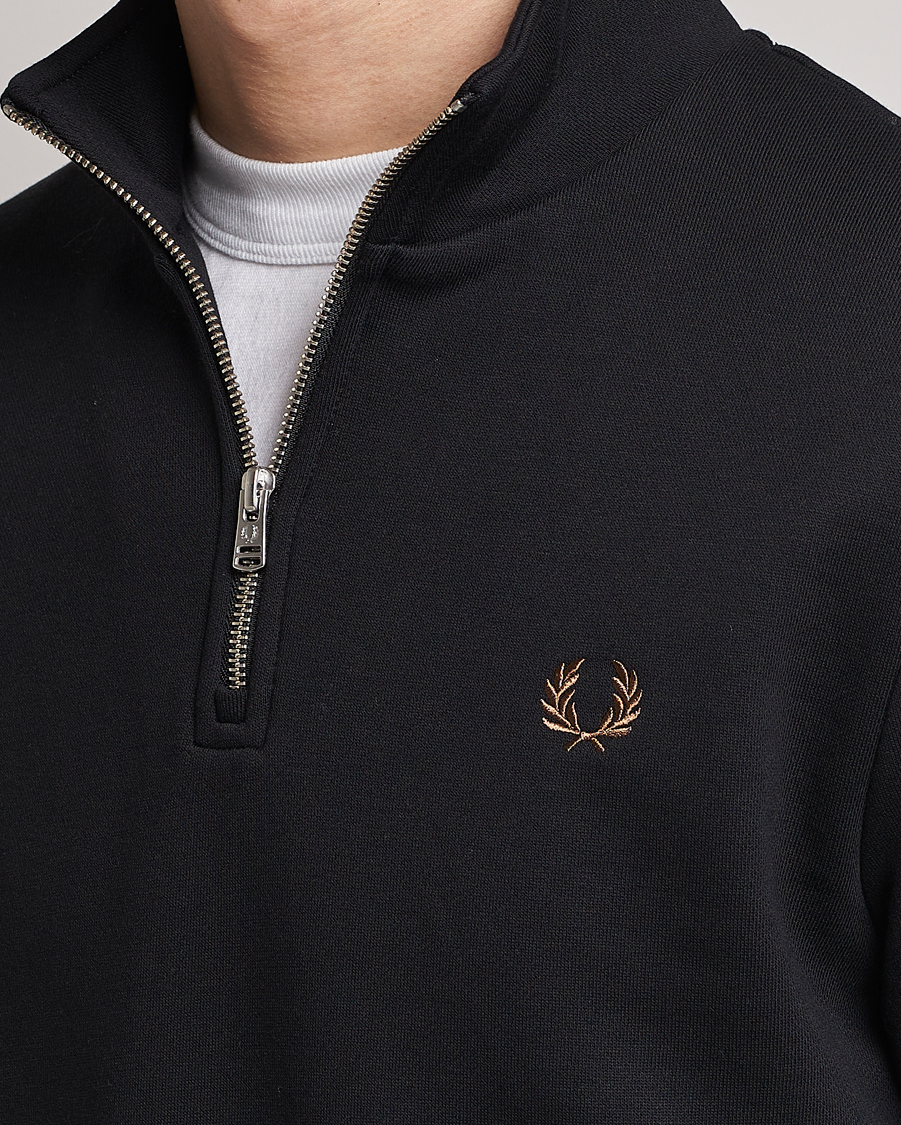 Men | Sweaters & Knitwear | Fred Perry | Half Zip Sweatshirt Black