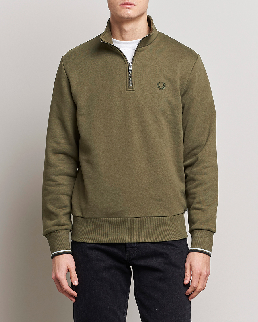 Men |  | Fred Perry | Half Zip Sweatshirt Uniform Green