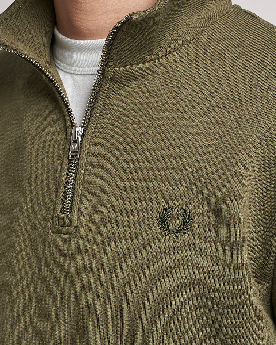 Men | Sweaters & Knitwear | Fred Perry | Half Zip Sweatshirt Uniform Green