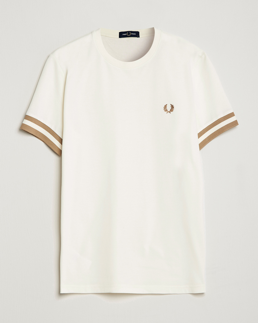Men | T-Shirts | Fred Perry | Boled Tipped Pique T-Shirt Ecru