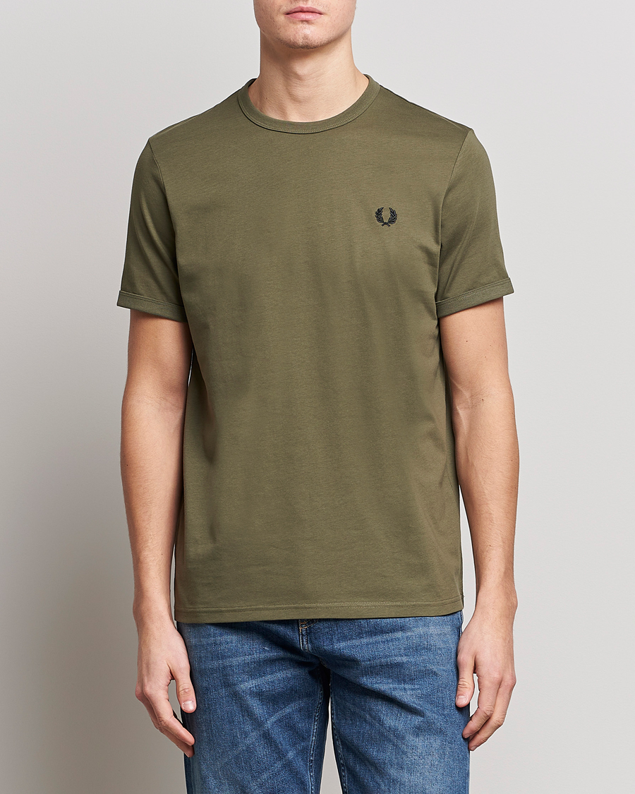 Men | T-Shirts | Fred Perry | Ringer T-Shirt Unifrom Green