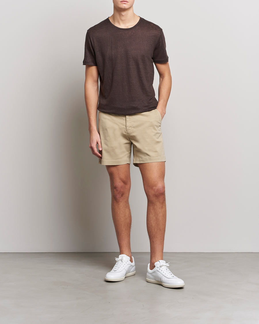 Men | T-Shirts | Orlebar Brown | OB Linen Crew Neck Tee Truffle