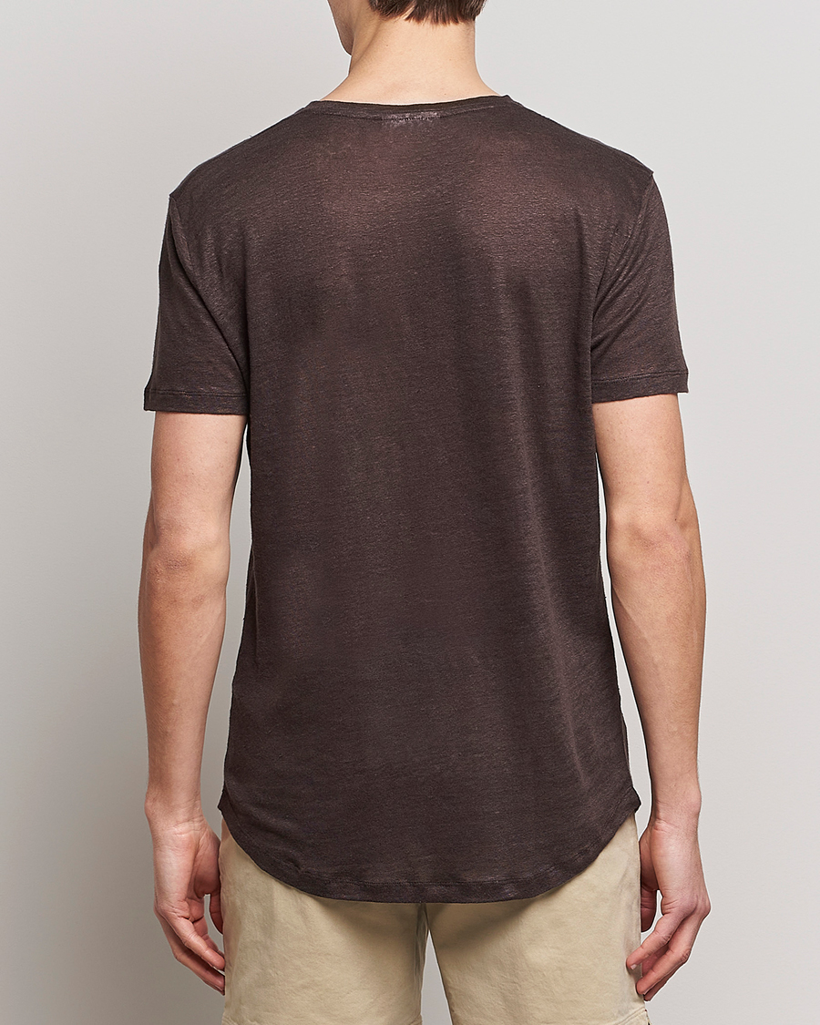 Men | T-Shirts | Orlebar Brown | OB Linen Crew Neck Tee Truffle