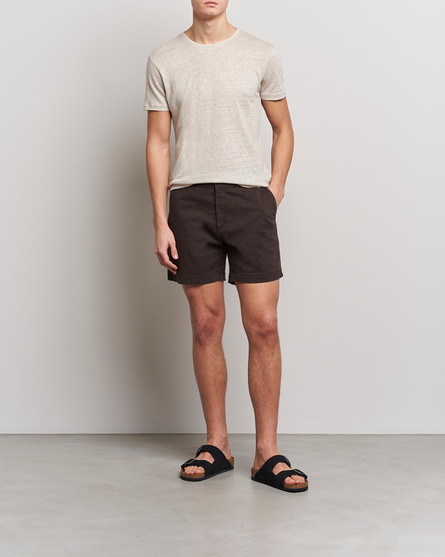 Men | T-Shirts | Orlebar Brown | OB Linen Crew Neck Tee Pebble