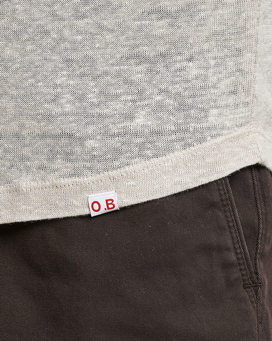 Men | T-Shirts | Orlebar Brown | OB Linen Crew Neck Tee Pebble