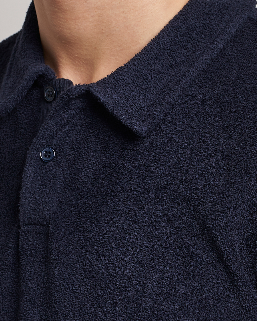 Men | Polo Shirts | Orlebar Brown | Lorenzo Cotton Terry Polo Night Iris