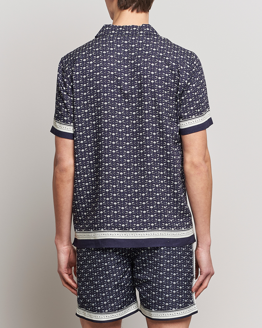 Men | Shirts | Orlebar Brown | Hibbert Bandana Viscose/Linen Shirt Dark Sapphire