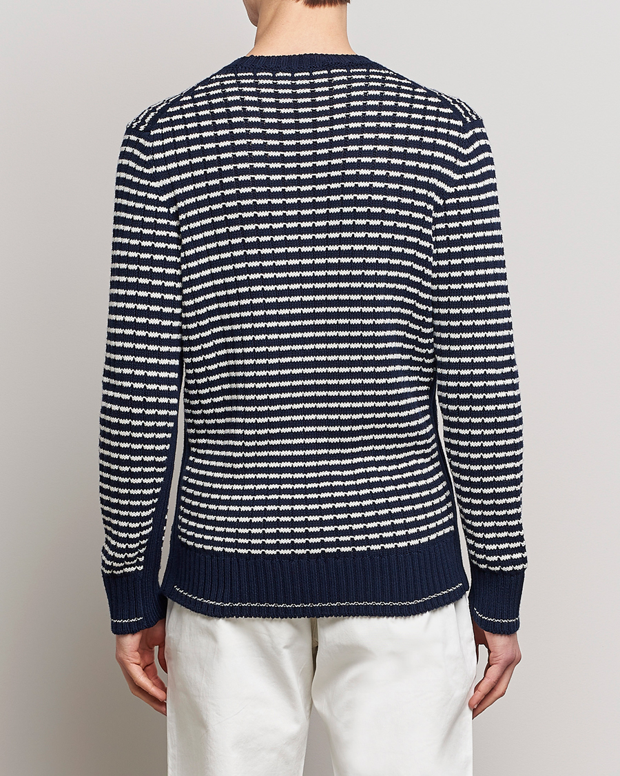 Men | Sweaters & Knitwear | Orlebar Brown | Lorca Organic Cotton Side Stripe Night Iris/Sea Mist
