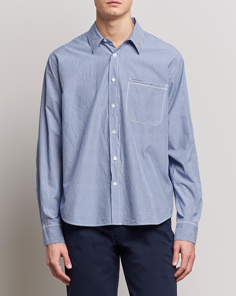 Men | Shirts | Orlebar Brown | Grasmoor Relaxed Fit Striped Shirt Navy/White