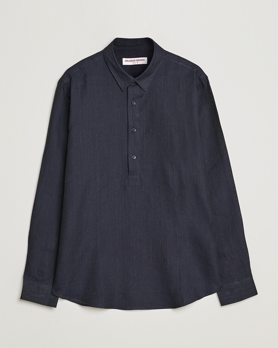 Men | Shirts | Orlebar Brown | Percy Smart Linen Shirt Dark Navy