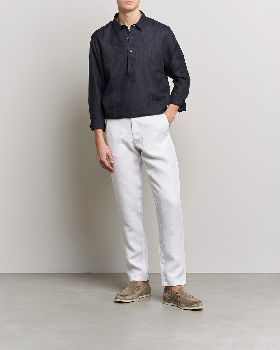 Men | Shirts | Orlebar Brown | Percy Smart Linen Shirt Dark Navy