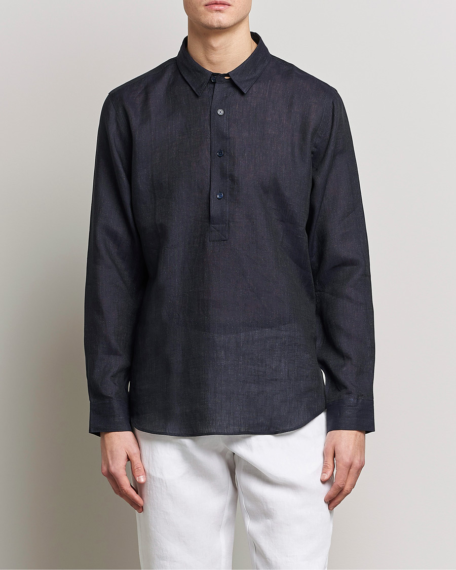 Men | Shirts | Orlebar Brown | Percy Smart Linen Shirt Dark Navy