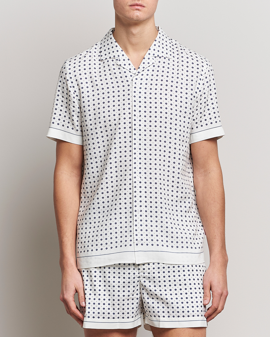 Men | Short Sleeve Shirts | Orlebar Brown | Hibbert Cravat Linen/Viscose Shirt Sea Mist