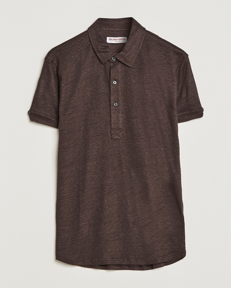 Men | Polo Shirts | Orlebar Brown | Sebastian Linen Polo Truffle