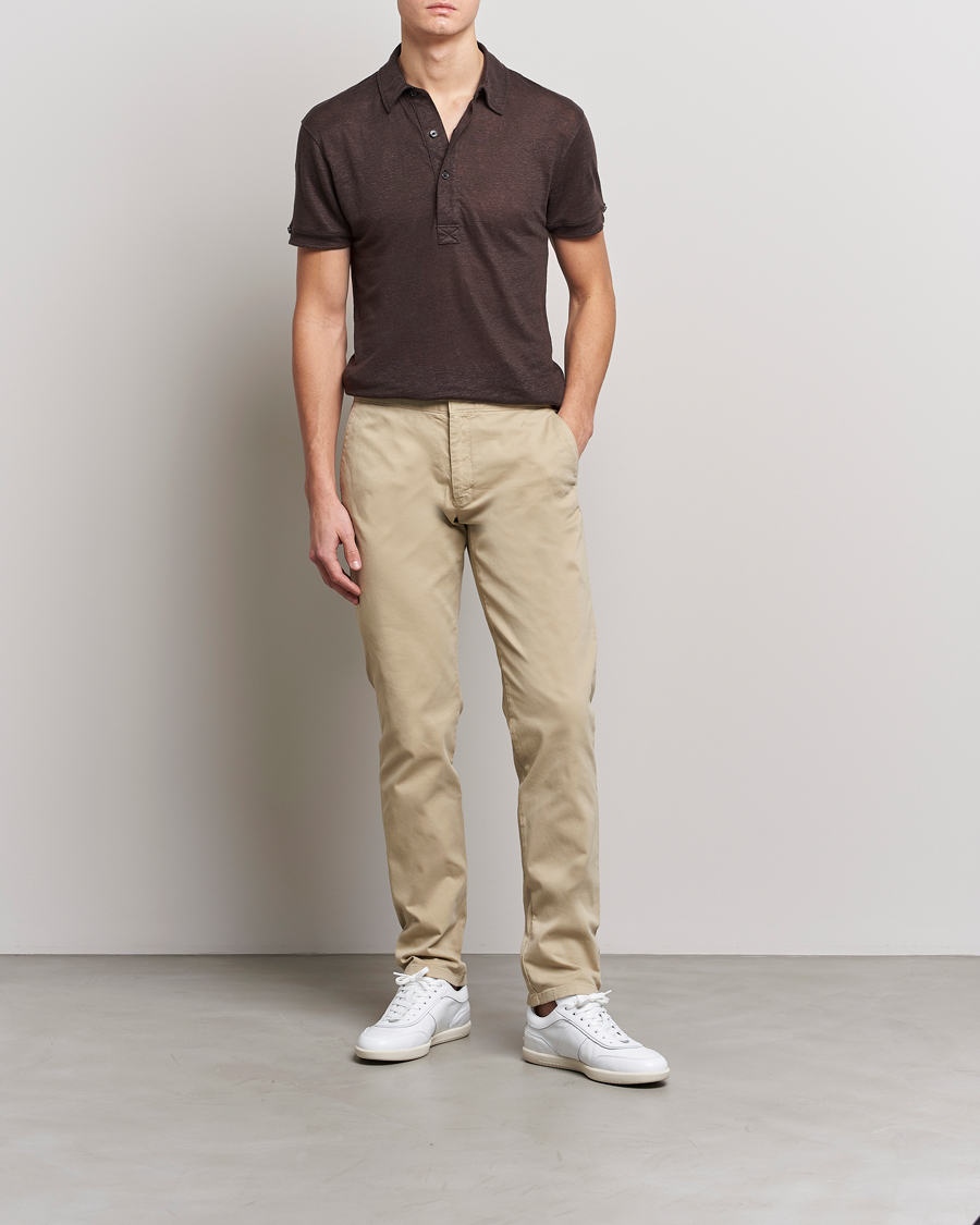 Men | Polo Shirts | Orlebar Brown | Sebastian Linen Polo Truffle
